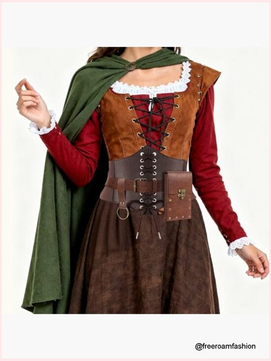 Medieval Renaissance Corset Belt Pouch Waist Bag Leather Belt Costume Accessory main image 5